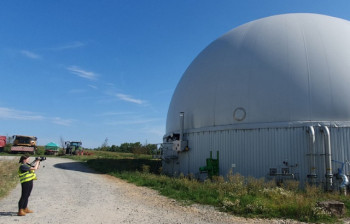 Dr Maria Olczak surveys biogas tanks