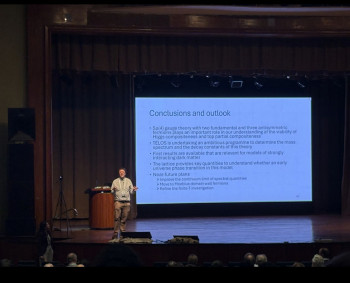 Biagio Lucini gives the Higgs Compositeness update talk at Lattice 2025