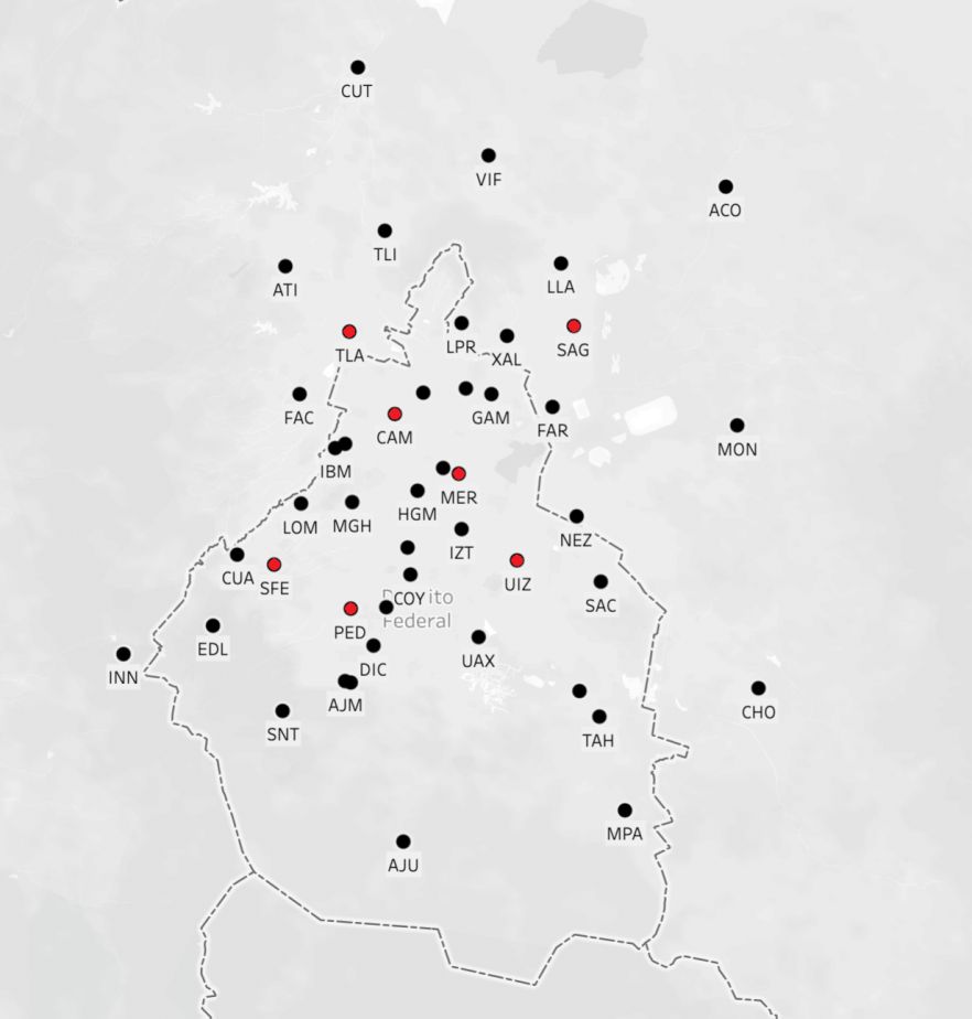 Sensor map in Mexico city